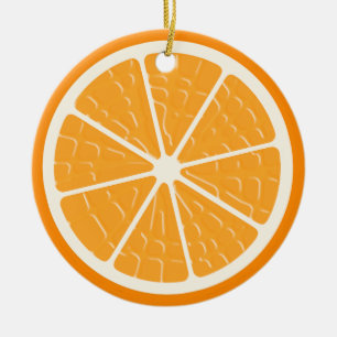 Orange Stylised Fruit Slice Ceramic Tree Decoration