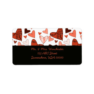 Orange Stylised Hearts Label
