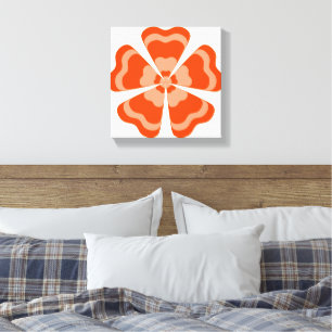 Orange Stylised Retro Flower Canvas Print