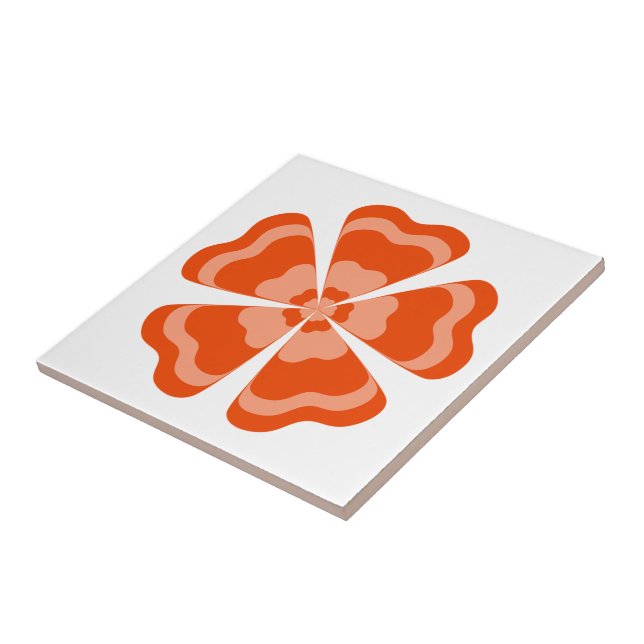 Orange Stylised Retro Flower  Tile (Side)