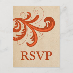 Orange Stylish Swirls RSVP Postcard