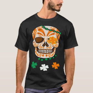 Orange Sugar Skull St. Patrick's Day Irish Day Of T-Shirt