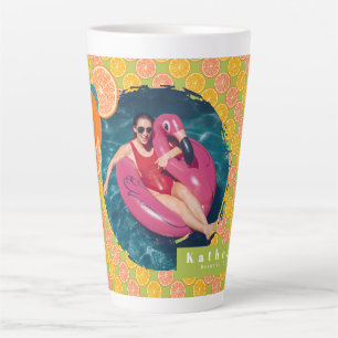 Orange Summer Green Photo Latte Mug