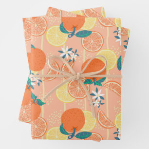 Orange Summer Orange Wrapping Paper Sheet