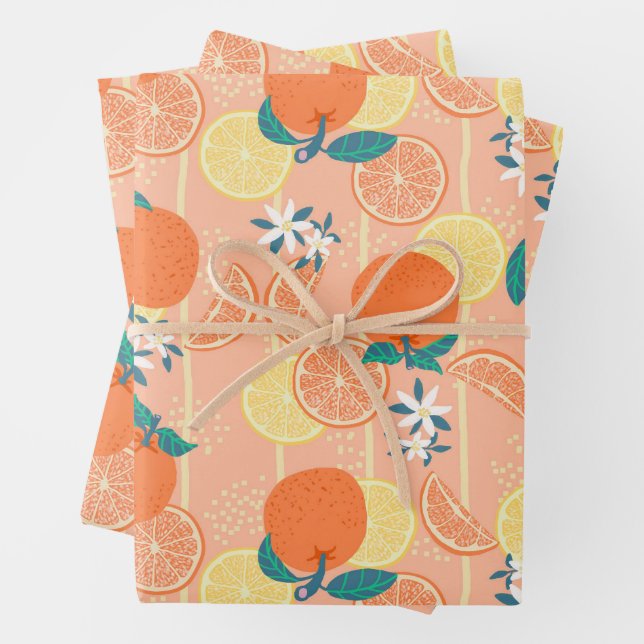 Orange Summer Orange Wrapping Paper Sheet (In situ)