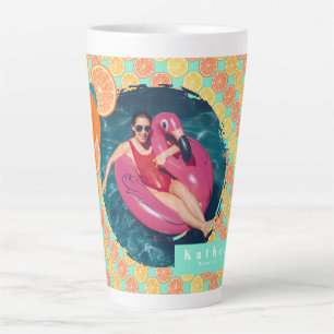 Orange Summer Teal Blue Photo Latte Mug