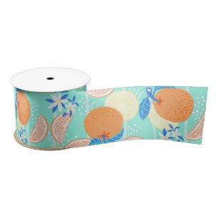 Orange Summer Teal Satin Ribbon