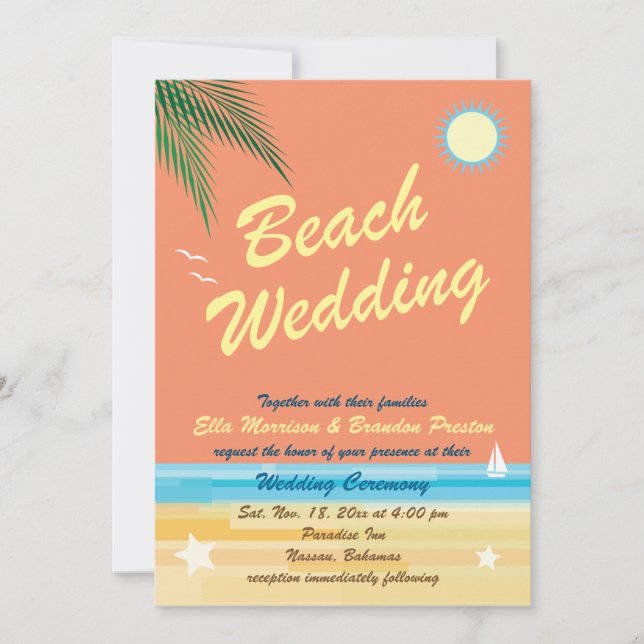 Orange Summer Wedding Invitation (Front)