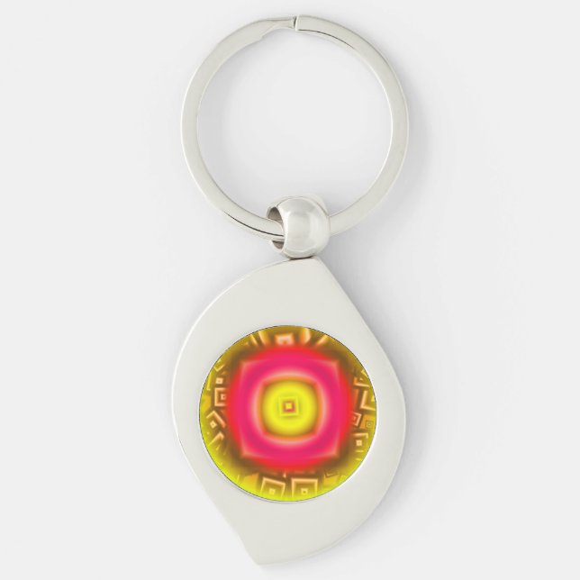 Orange Sun Abstract Key Ring (Front)