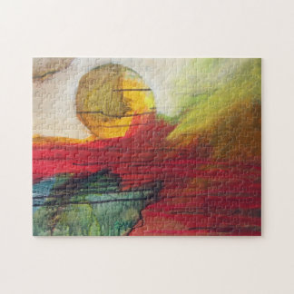 Orange Sun - Abstract Painting Jigsaw Puzzle