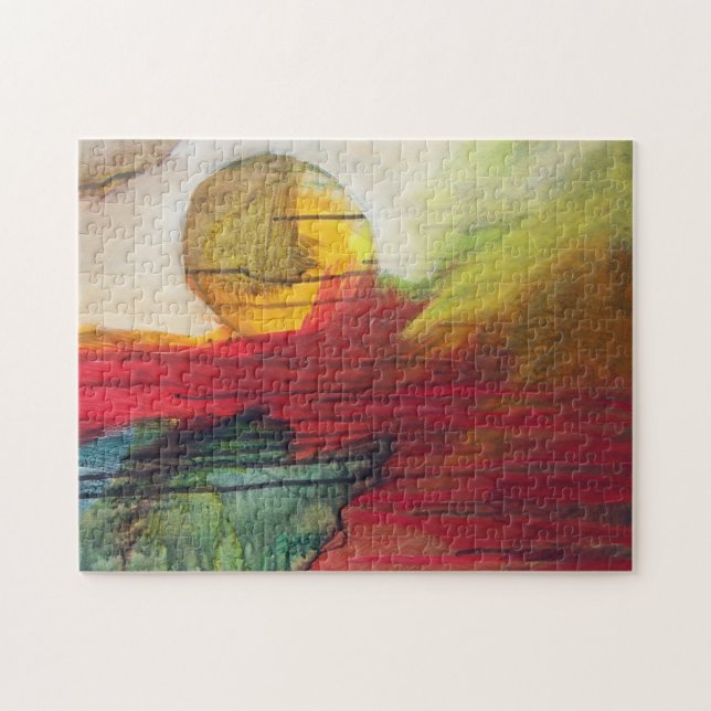 Orange Sun - Abstract Painting Jigsaw Puzzle (Horizontal)