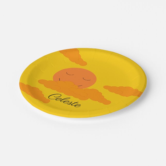 Orange Sun in Golden Sky Paper Plates (Angled)