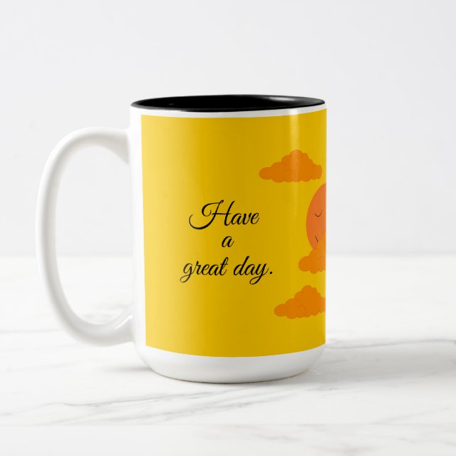 Orange Sun in Golden Sky: Two-Tone Coffee Mug (Left)