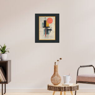 Orange Sun Modern Mid Century Art Poster 