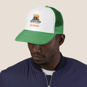 Orange Sun Mowing Lawn Care Service Trucker Hat