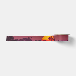 Orange Sun on Pink Purple Sky Photo Satin Ribbon
