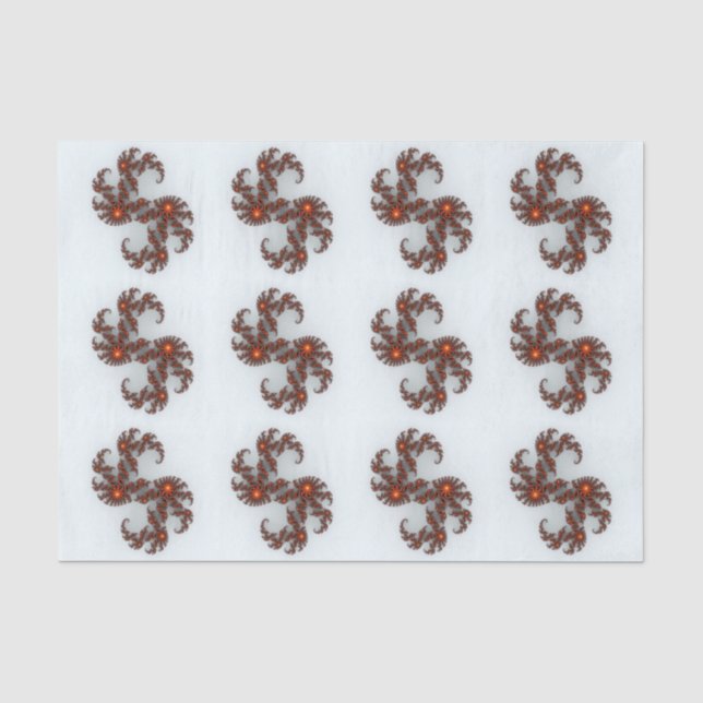 Orange Sunburst Fractal Tissue Paper (Front)