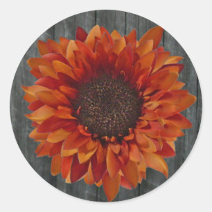 Orange Sunflower & Barnwood Sticker