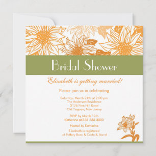 Orange Sunflower Bridal Shower Invitation