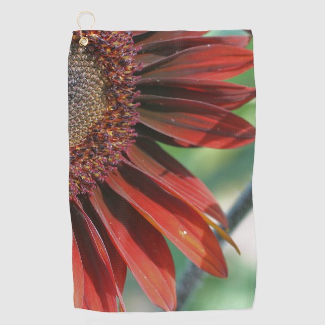 Orange Sunflower Floral  Golf Towel (Front)