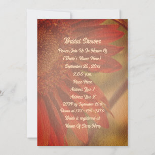 Orange Sunflower Flower Bridal Shower  Invitation