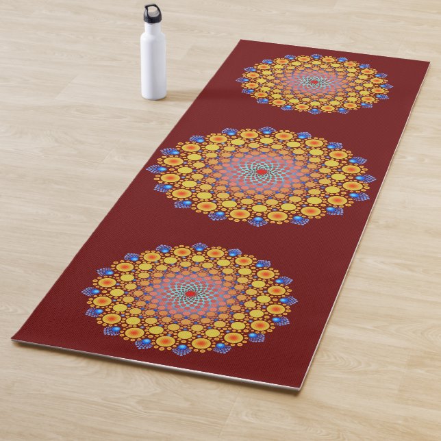 Orange Sunflower Mandala Yoga Mat (In Situ)