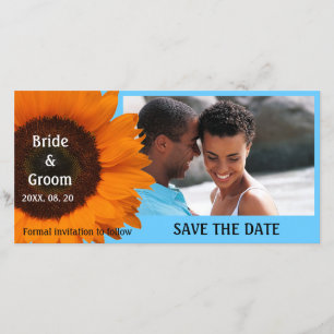Orange Sunflower Wedding Save the Date Photo Card