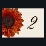 Orange Sunflower Wedding Table Number Card<br><div class="desc">A wedding table number card featuring an orange sunflower.  Personalise the number before you order.</div>