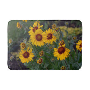 Orange Sunflowers, Flower Photography Bath Mat