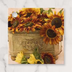 Orange Sunflowers In Tin Basket Favour Tags
