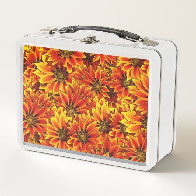 Orange Sunflowers Metal Lunch Box (Front)