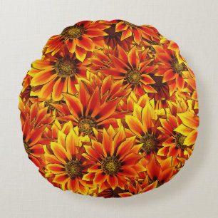 Orange Sunflowers Round Cushion
