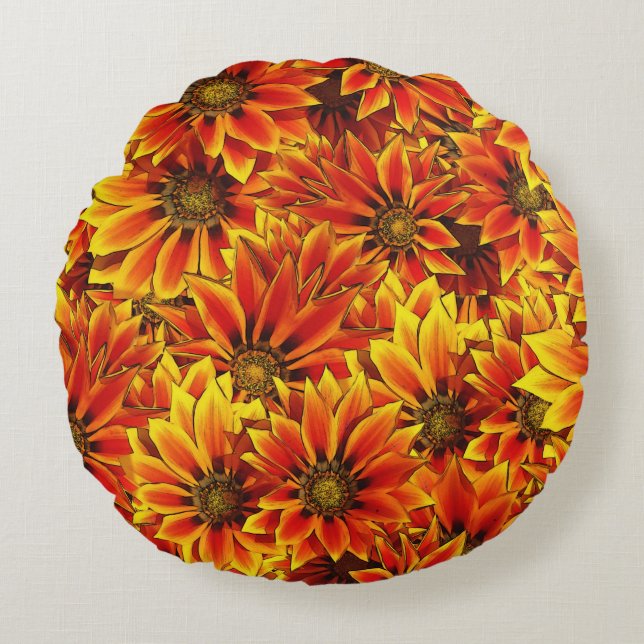 Orange Sunflowers Round Cushion (Front)