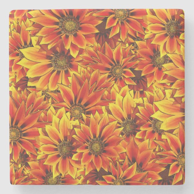 Orange Sunflowers Stone Coaster (Front)