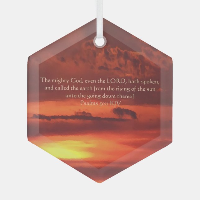 Orange Sunrise Scripture Suncatcher Glass Ornament (Front)