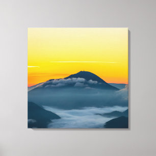 Orange sunrise sky above Uršlja gora, Slovenia Canvas Print