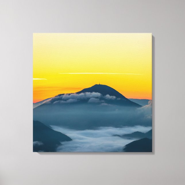 Orange sunrise sky above Uršlja gora, Slovenia Canvas Print (Front)