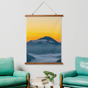 Orange sunrise sky above Uršlja gora, Slovenia Hanging Tapestry