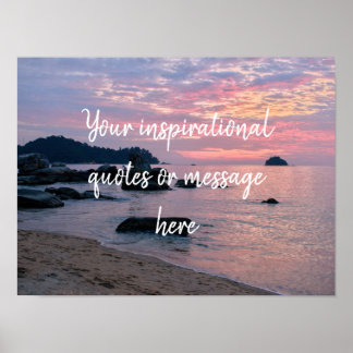orange sunset beach custom quote poster