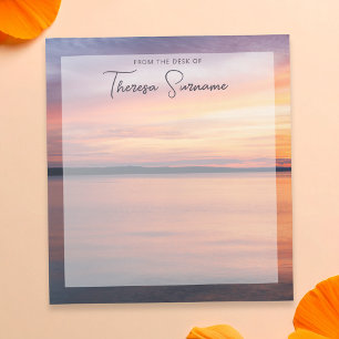 Orange Sunset By A Lake Custom Name And Text Notepad