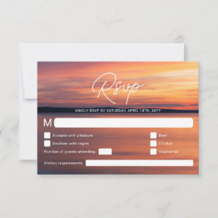 Orange Sunset Destination Wedding Or Beach Wedding RSVP Card