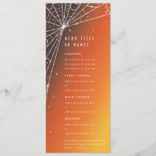 Orange Sunset Diamond Spider Web Flat 4 Course Menu