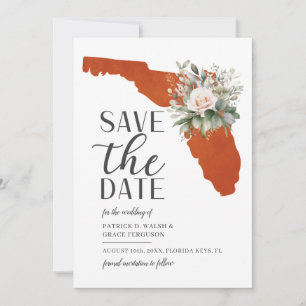 Orange Sunset Floral Florida Destination Wedding Save The Date