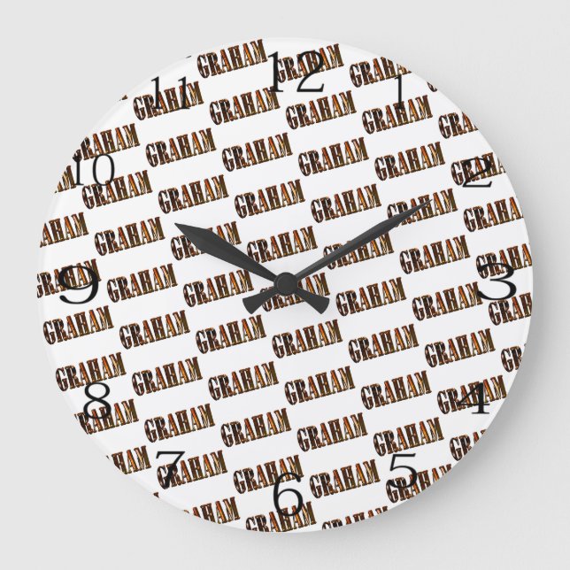 Orange Sunset Graham Name,   Large Clock (Front)