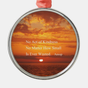 Orange Sunset Kindness quote Aesop Metal Tree Decoration