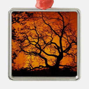 Orange sunset metal tree decoration