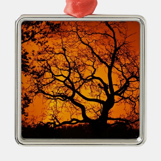 Orange sunset metal tree decoration (Front)