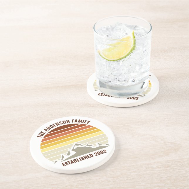 Orange Sunset Mountain Custom Family Home Coaster (Side)