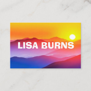 orange sunset mountains business card