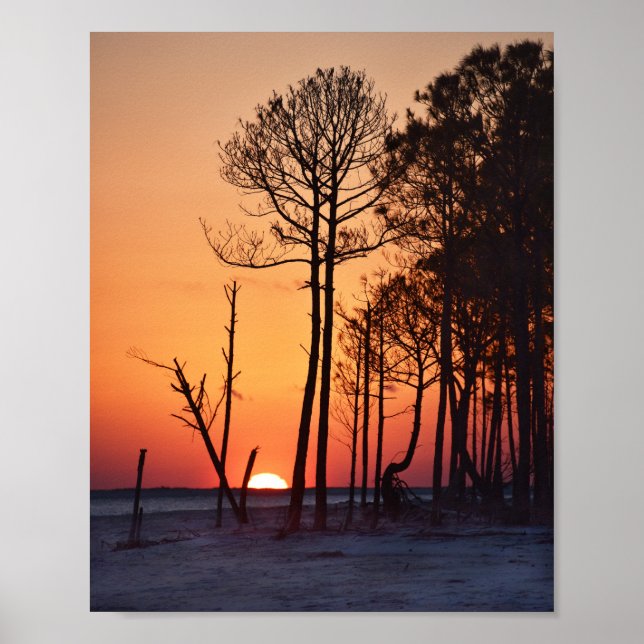 Orange Sunset on Dauphin Island, Alabama Poster (Front)